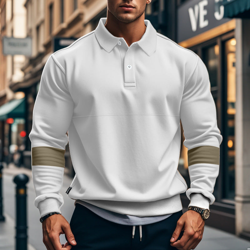 Men’s Long-Sleeve Lapel Polo Shirt