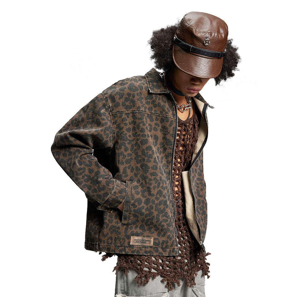 Men’s Leopard Print Denim Jacket
