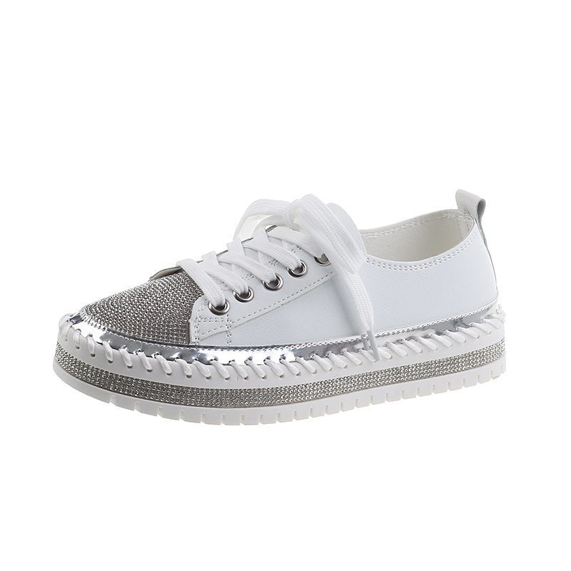Women’s Leopard Canvas Rhinestone Platform Sneakers