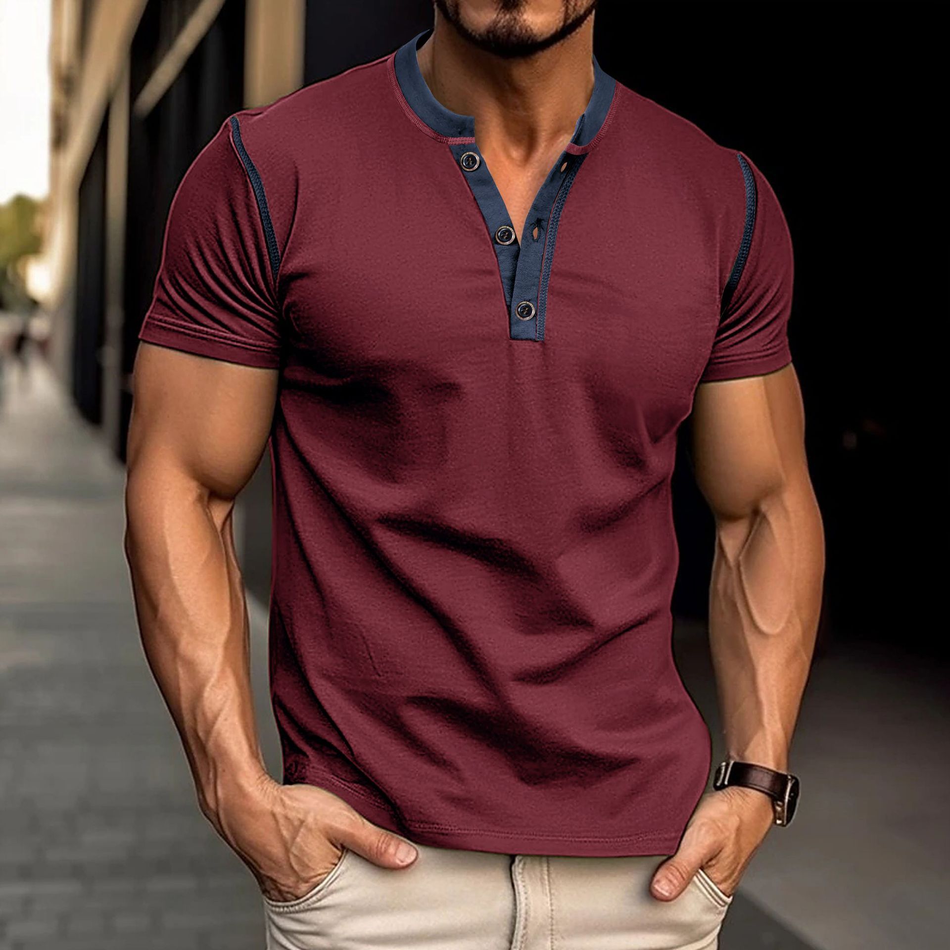 Men’s Summer Short-Sleeve V-Neck Polo