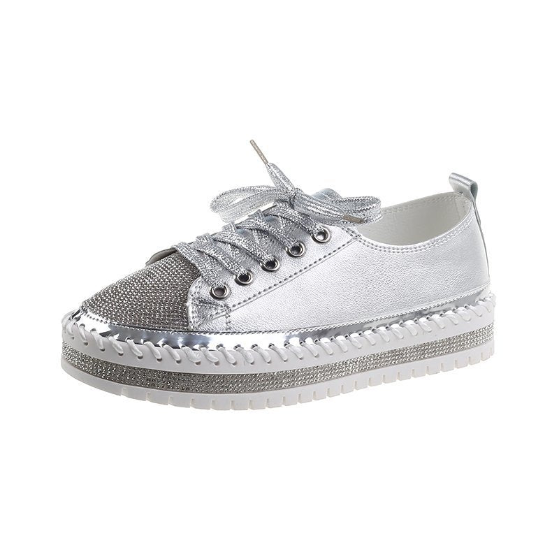Women’s Leopard Canvas Rhinestone Platform Sneakers