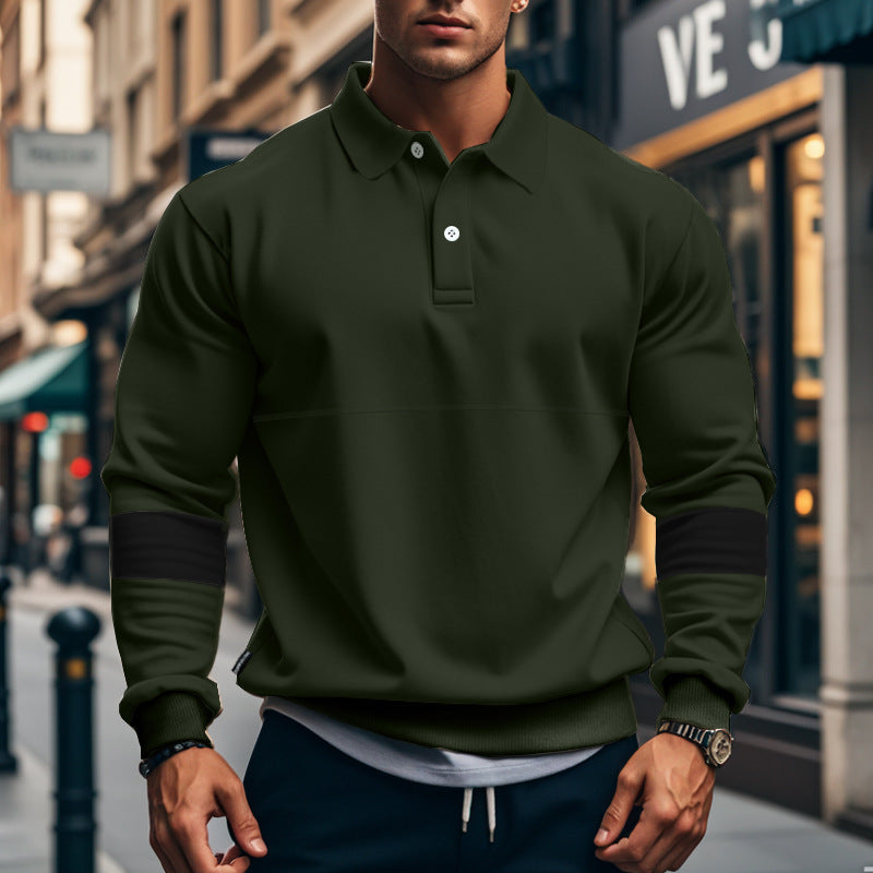 Men’s Long-Sleeve Lapel Polo Shirt