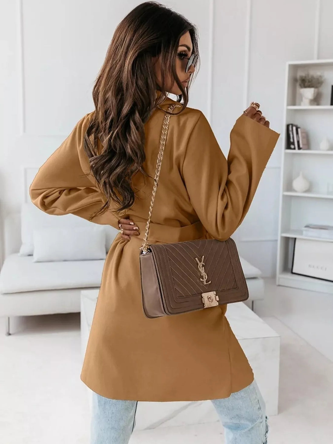 Tie Waist Long Sleeve Outerwear