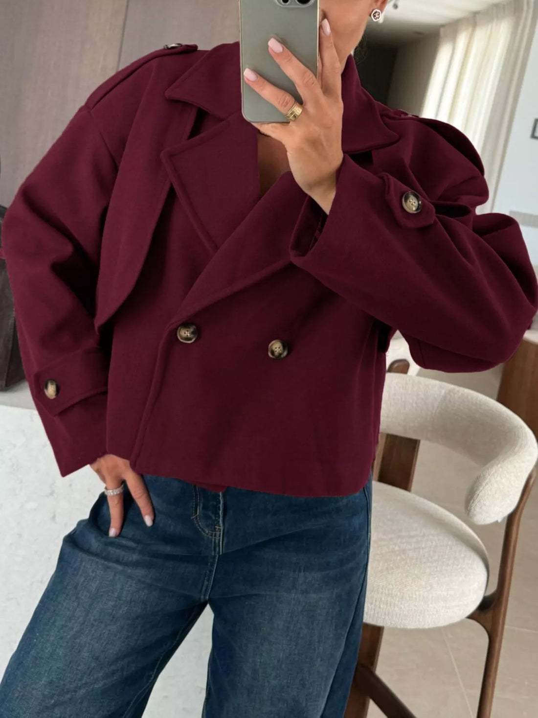 Double-Breasted Cropped Outerwear