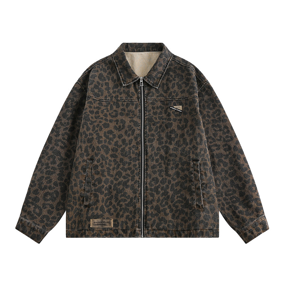 Men’s Leopard Print Denim Jacket