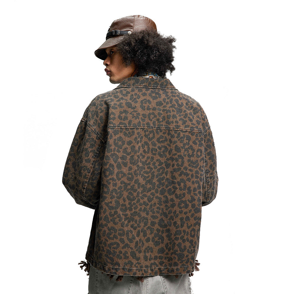 Men’s Leopard Print Denim Jacket
