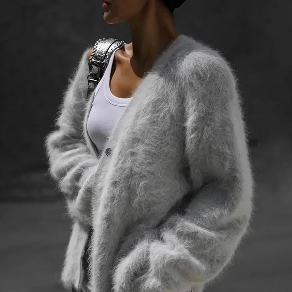 Women’s Faux Mink Relaxed Fit Oversized Cardigan Sweater | NCS