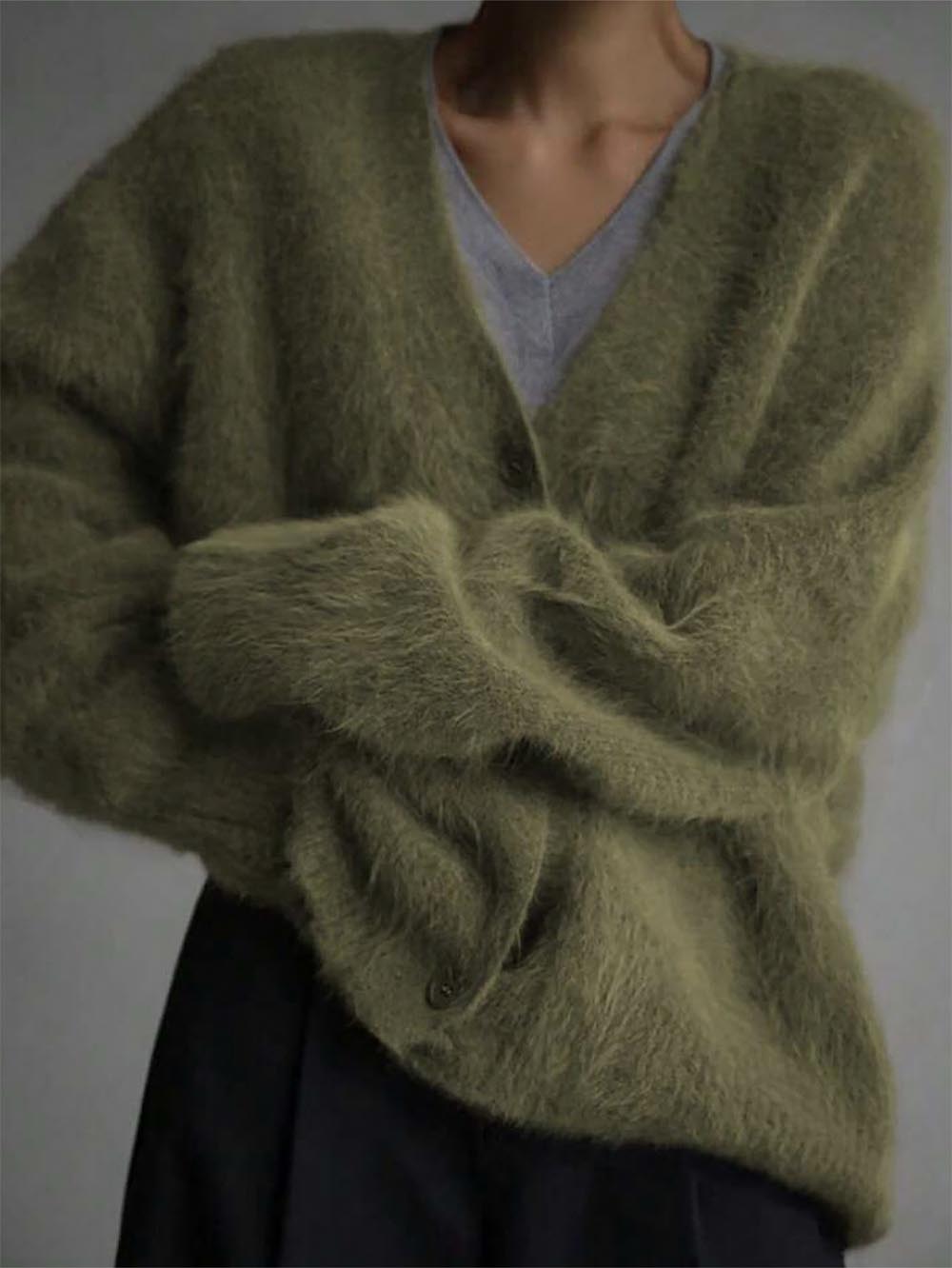 Women’s Faux Mink Relaxed Fit Oversized Cardigan Sweater | NCS