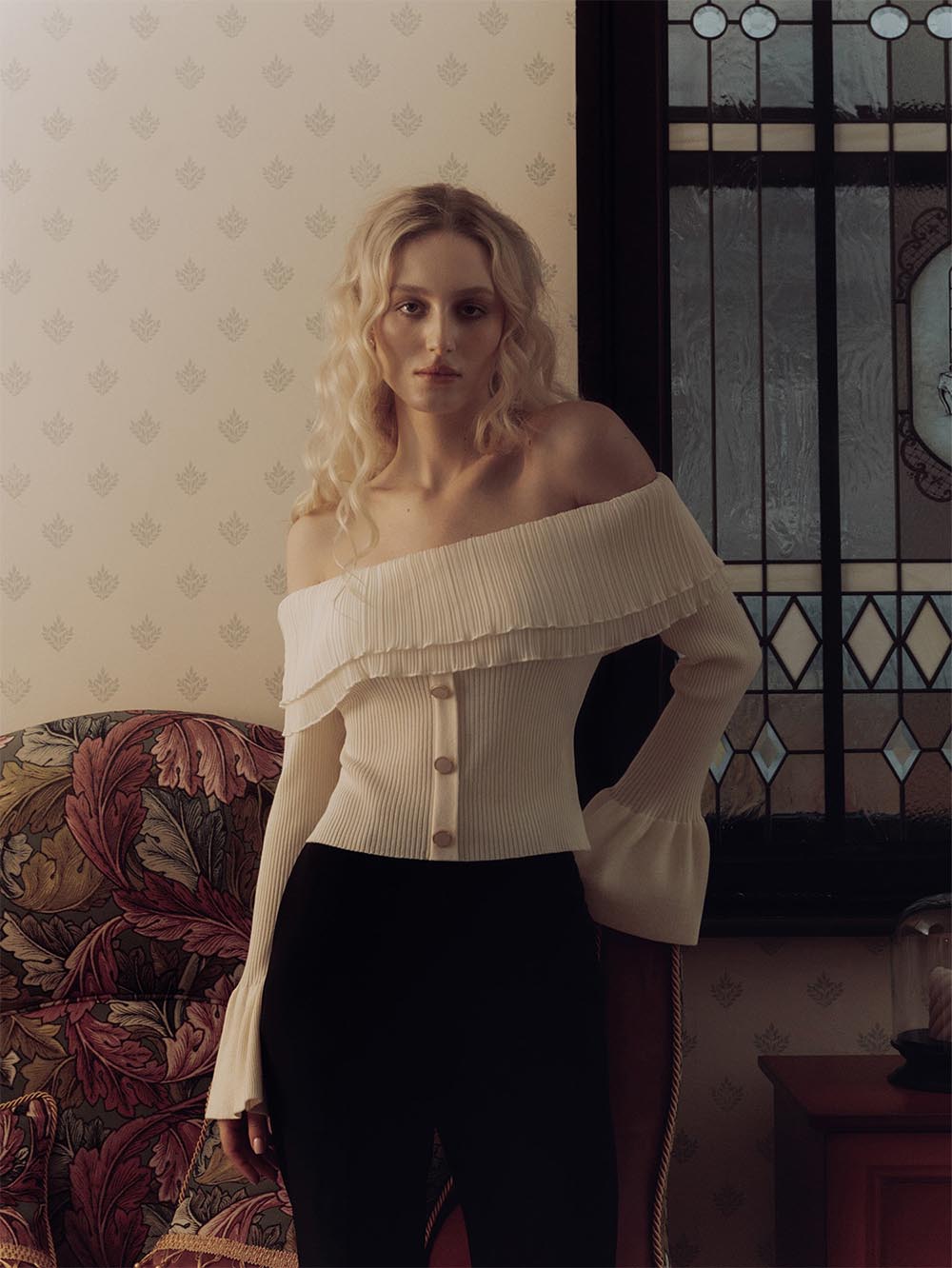 Off-Shoulder Knit Sweater