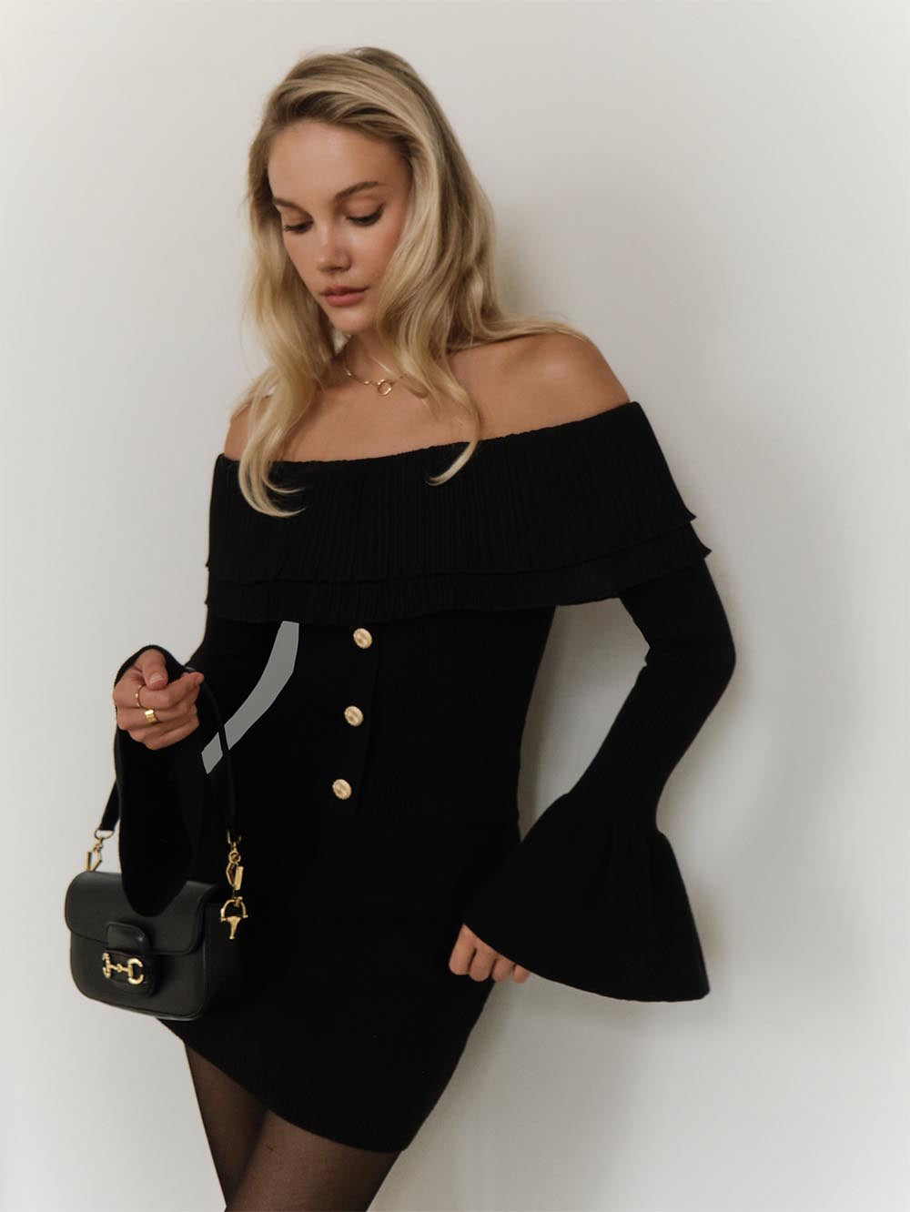 Off-Shoulder Knit Sweater