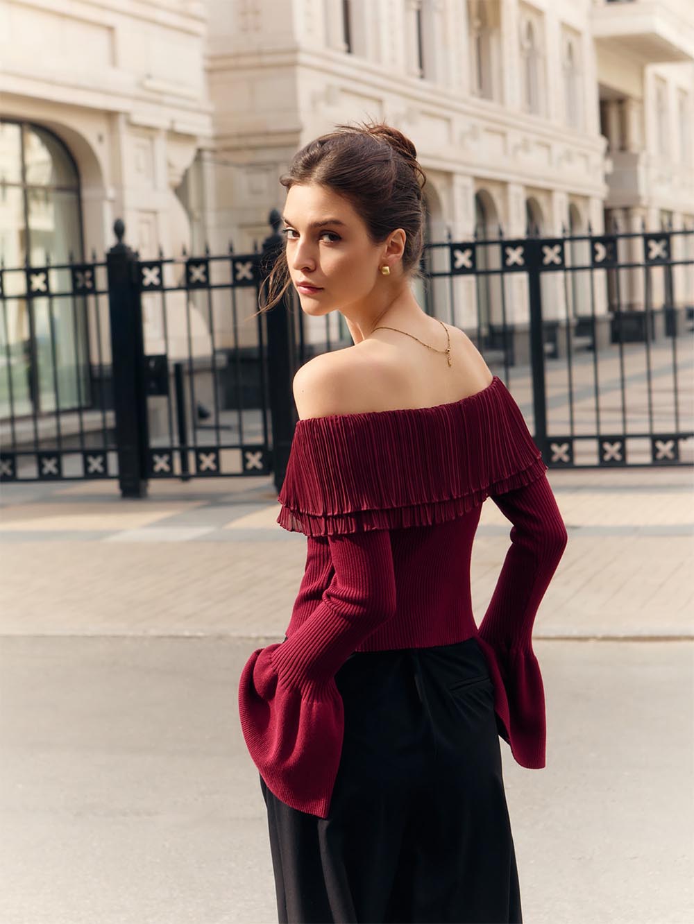 Off-Shoulder Knit Sweater