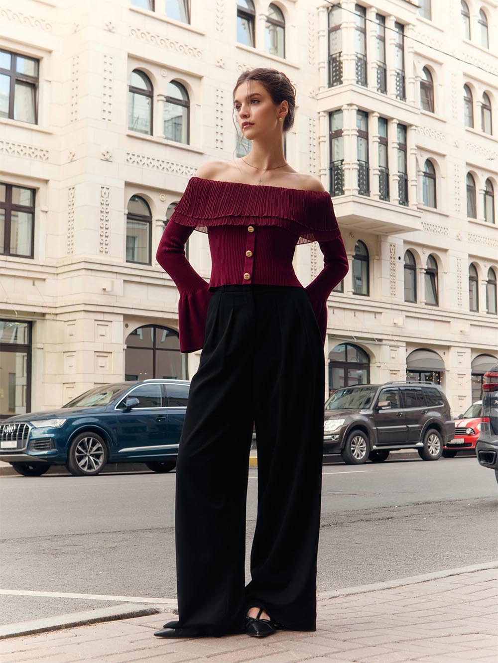 Off-Shoulder Knit Sweater