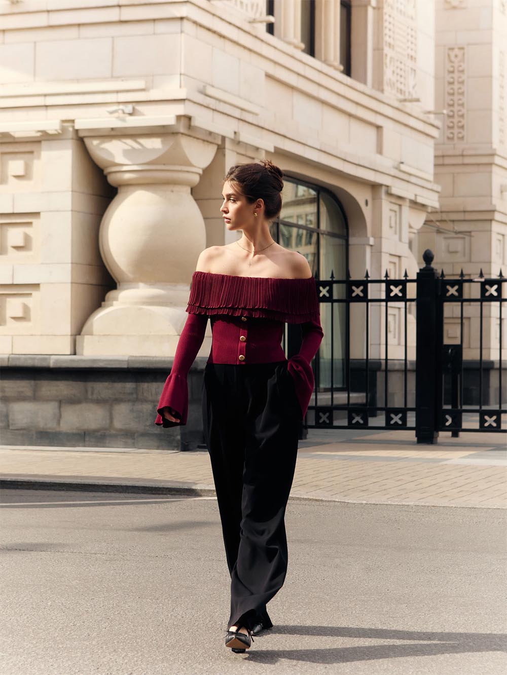 Off-Shoulder Knit Sweater