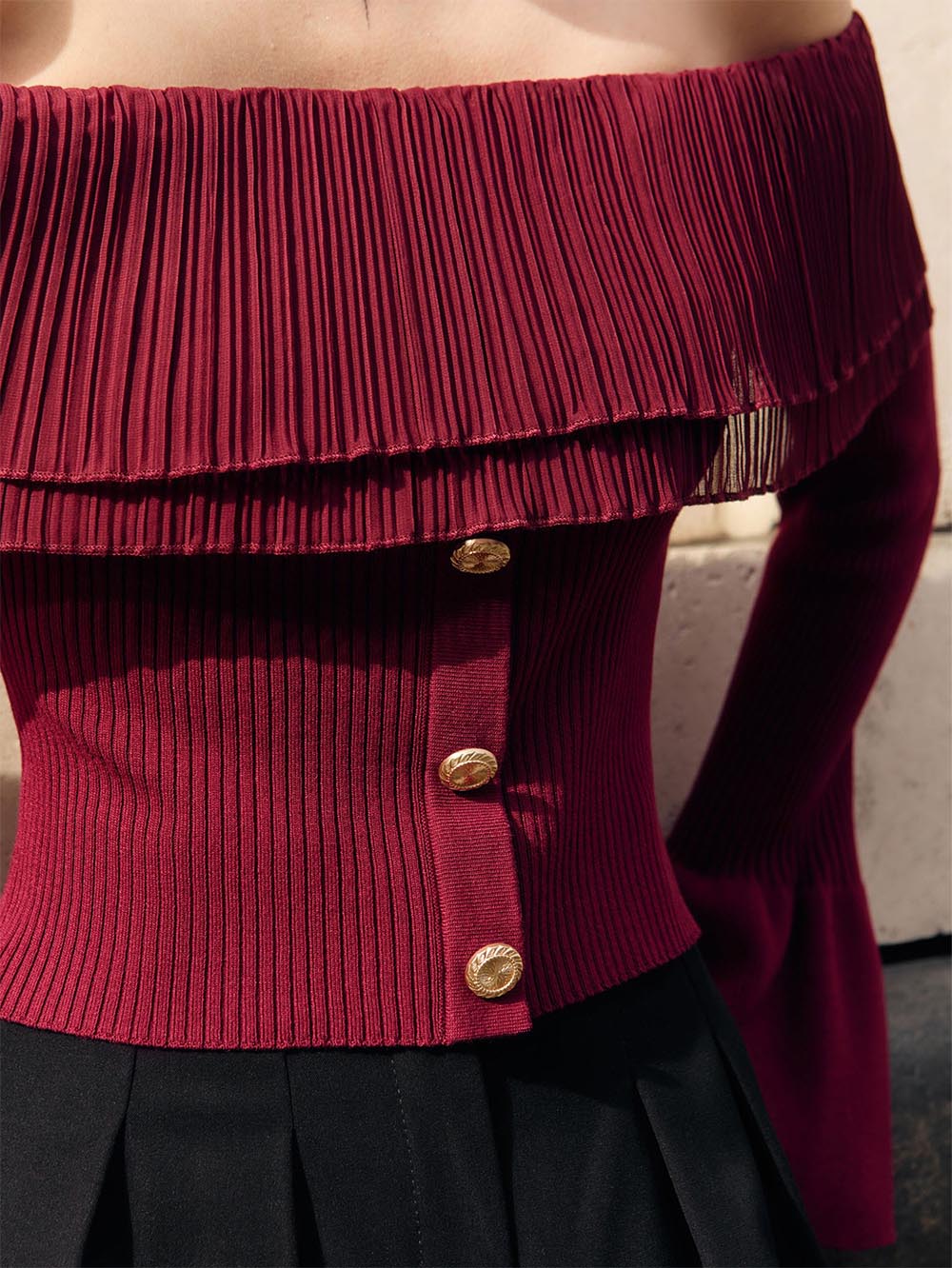 Off-Shoulder Knit Sweater