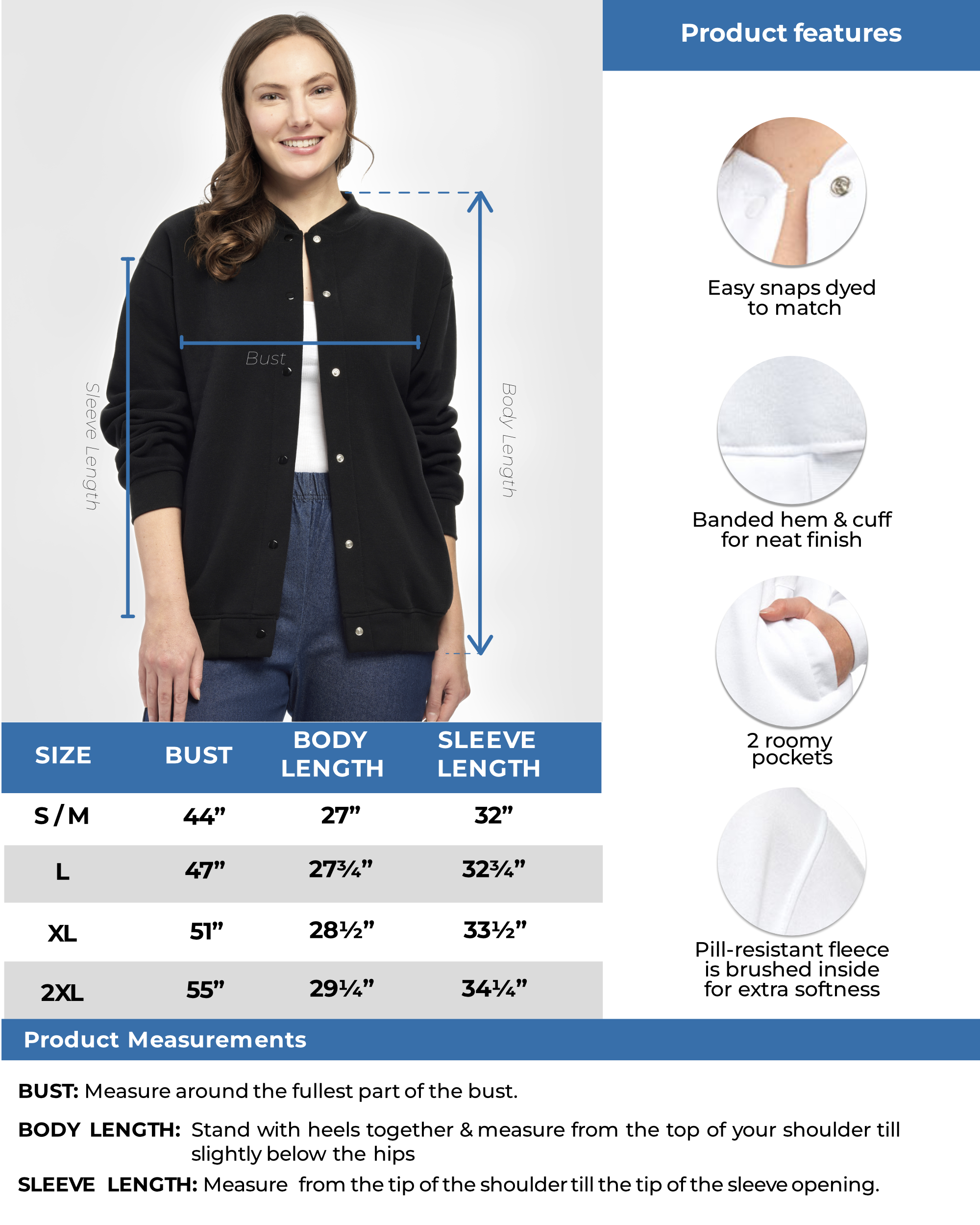 Women’s Snap-Up Jacket with Fleecy Lining