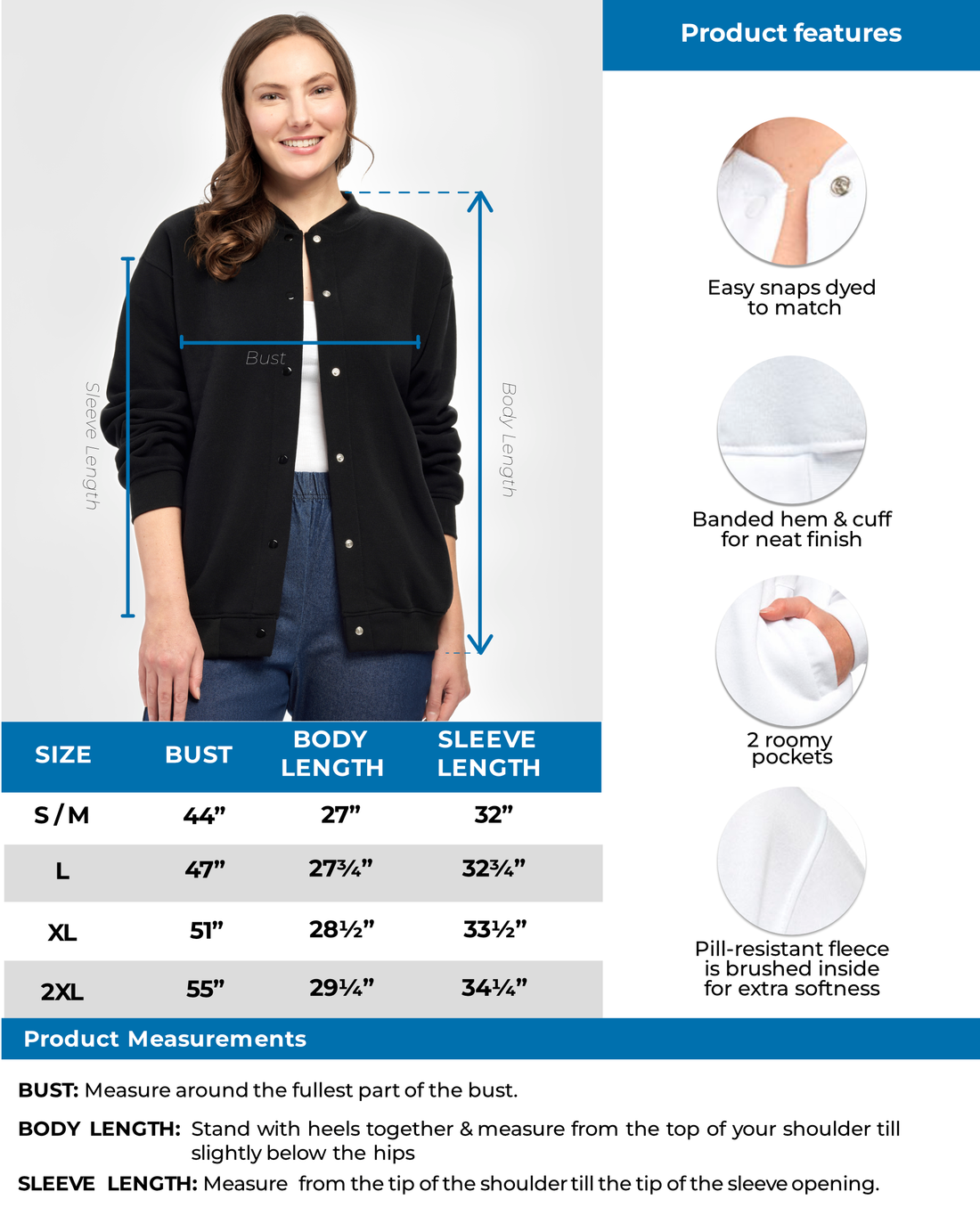 Women’s Snap-Up Jacket with Fleecy Lining