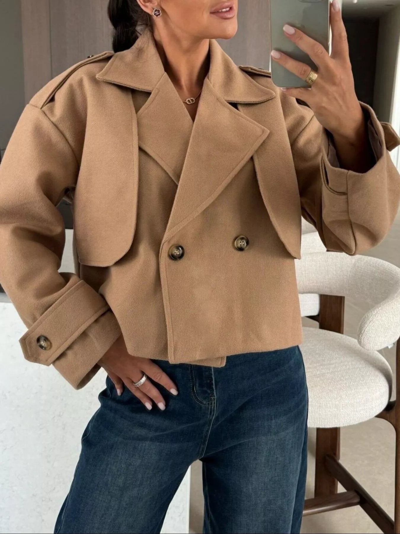 Double-Breasted Cropped Outerwear
