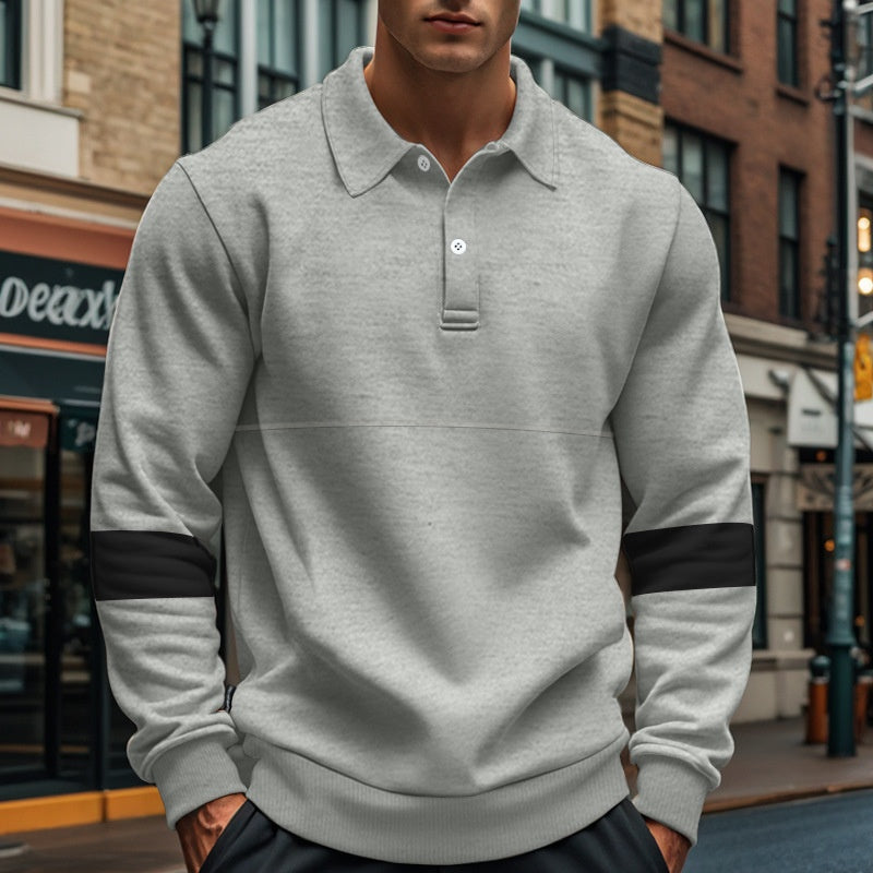 Men’s Long-Sleeve Lapel Polo Shirt
