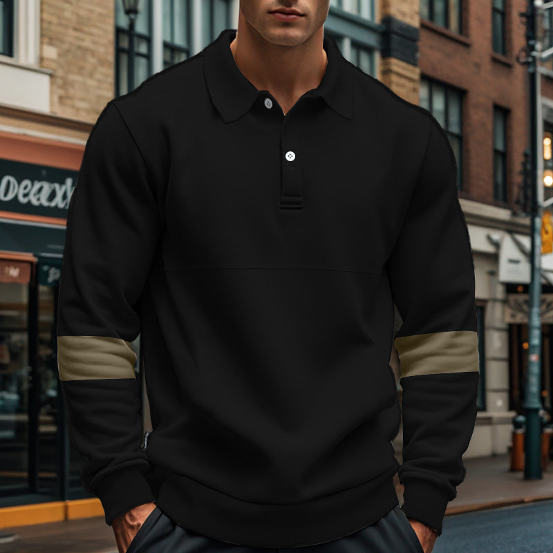 Men’s Long-Sleeve Lapel Polo Shirt