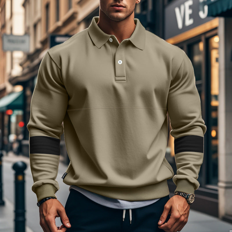 Men’s Long-Sleeve Lapel Polo Shirt