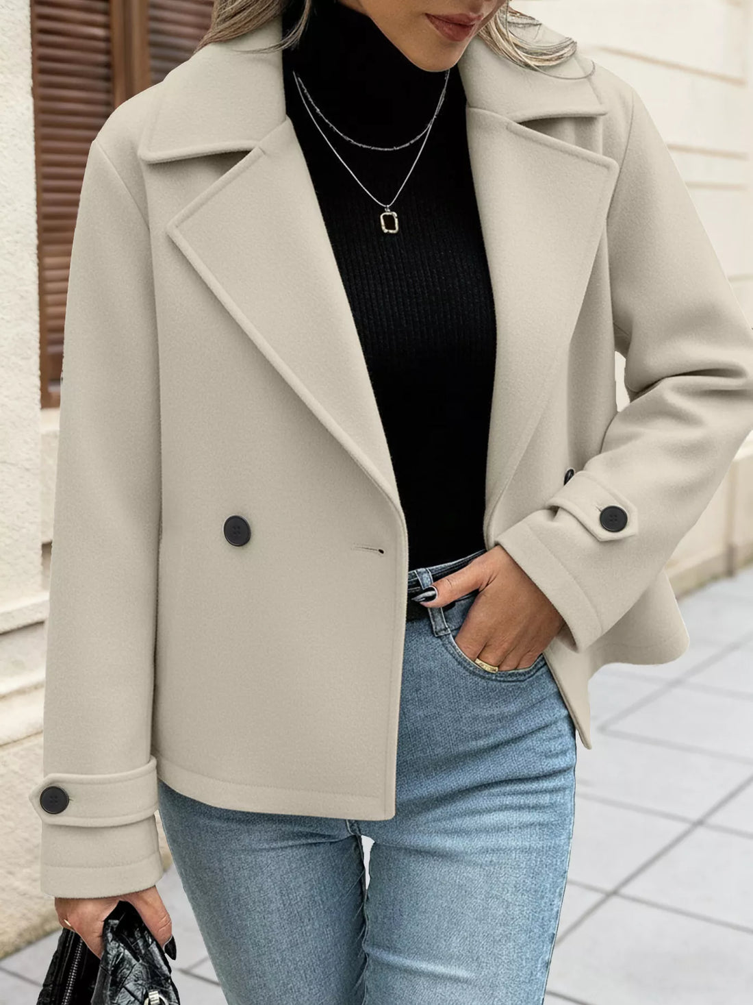 Double-Breasted Wool Blend Outerwear