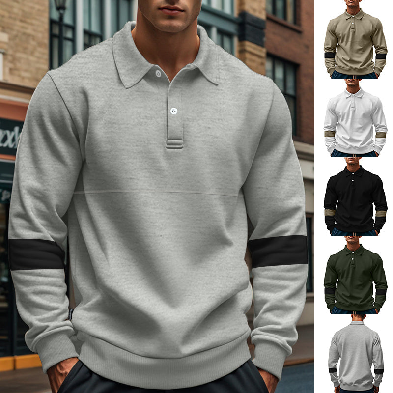 Men’s Long-Sleeve Lapel Polo Shirt
