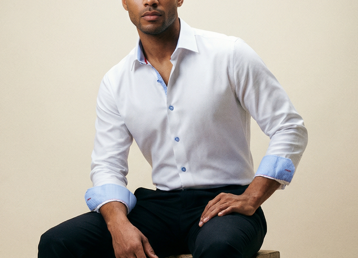 Scott White Cotton Knit-Stretch Button-Up Shirt