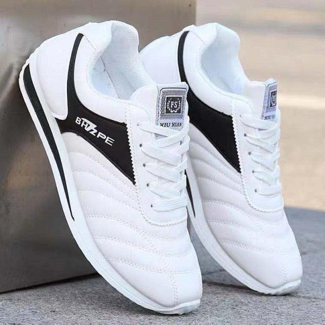Men’s White Leather Casual Low-Top Sneakers