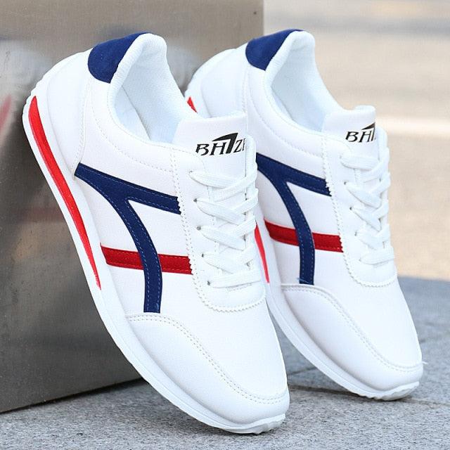 Men’s White Leather Casual Low-Top Sneakers