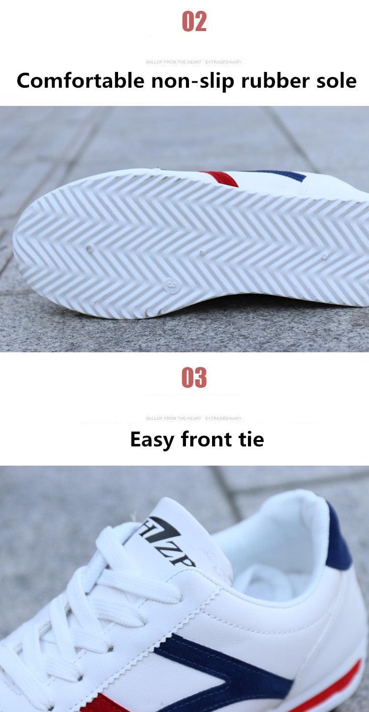 Men’s White Leather Casual Low-Top Sneakers