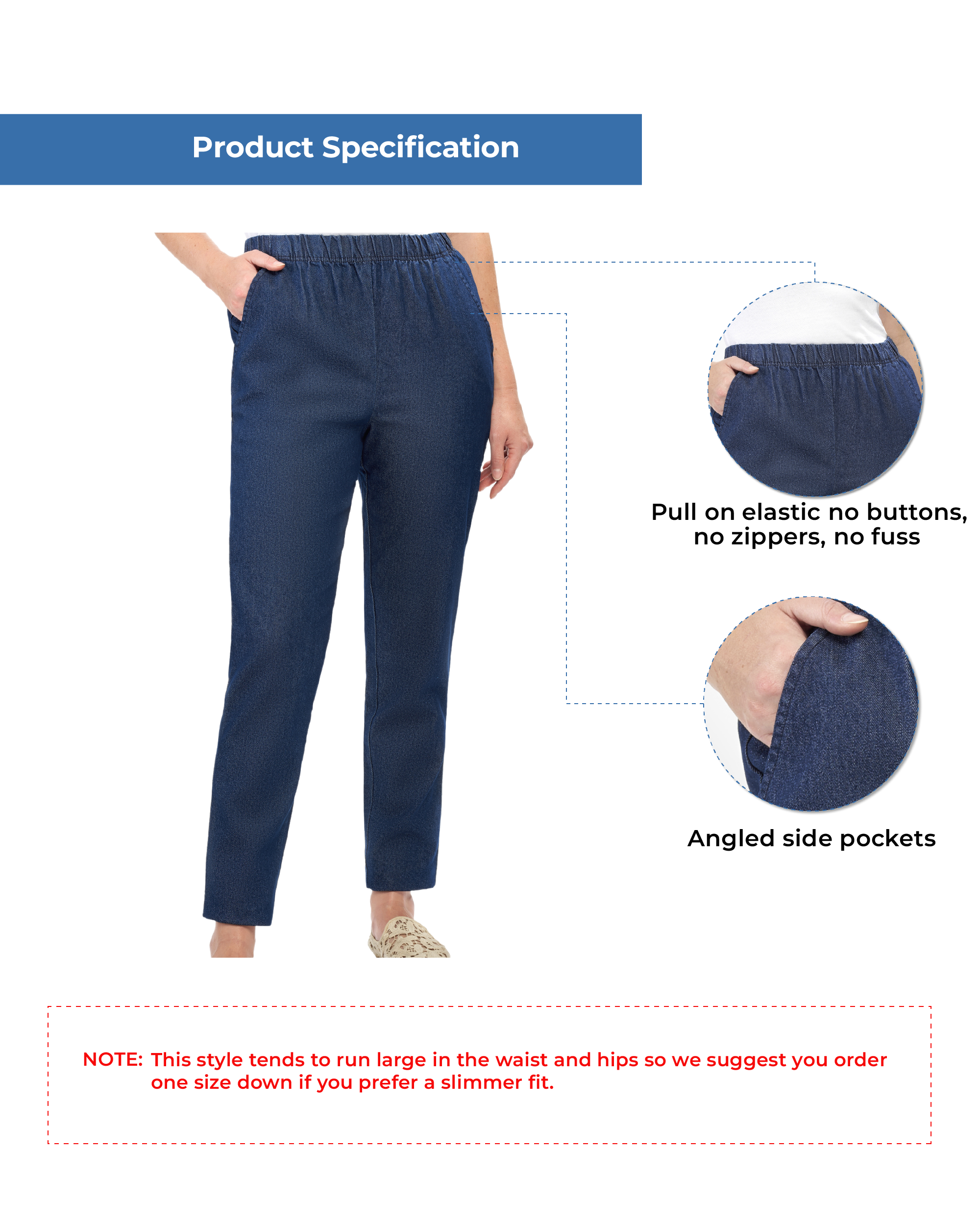 Women’s Elastic Waist Pull-On Stretch Jeans