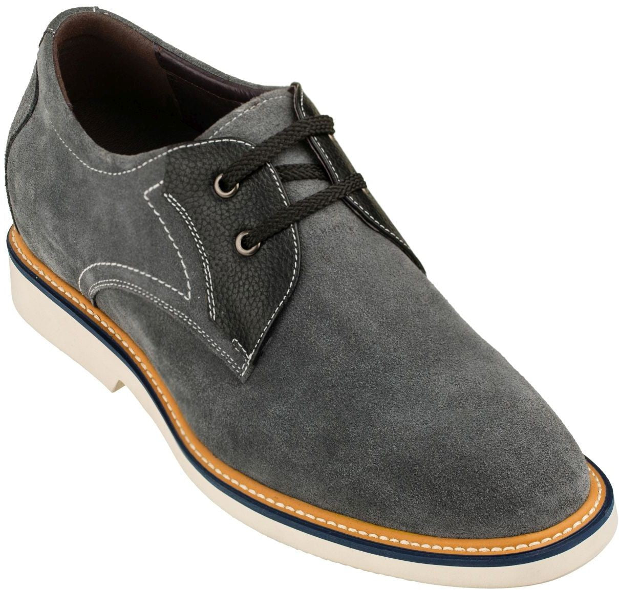 Business Casual Grey Leather Shoes 2.8 Inch  - Y42023