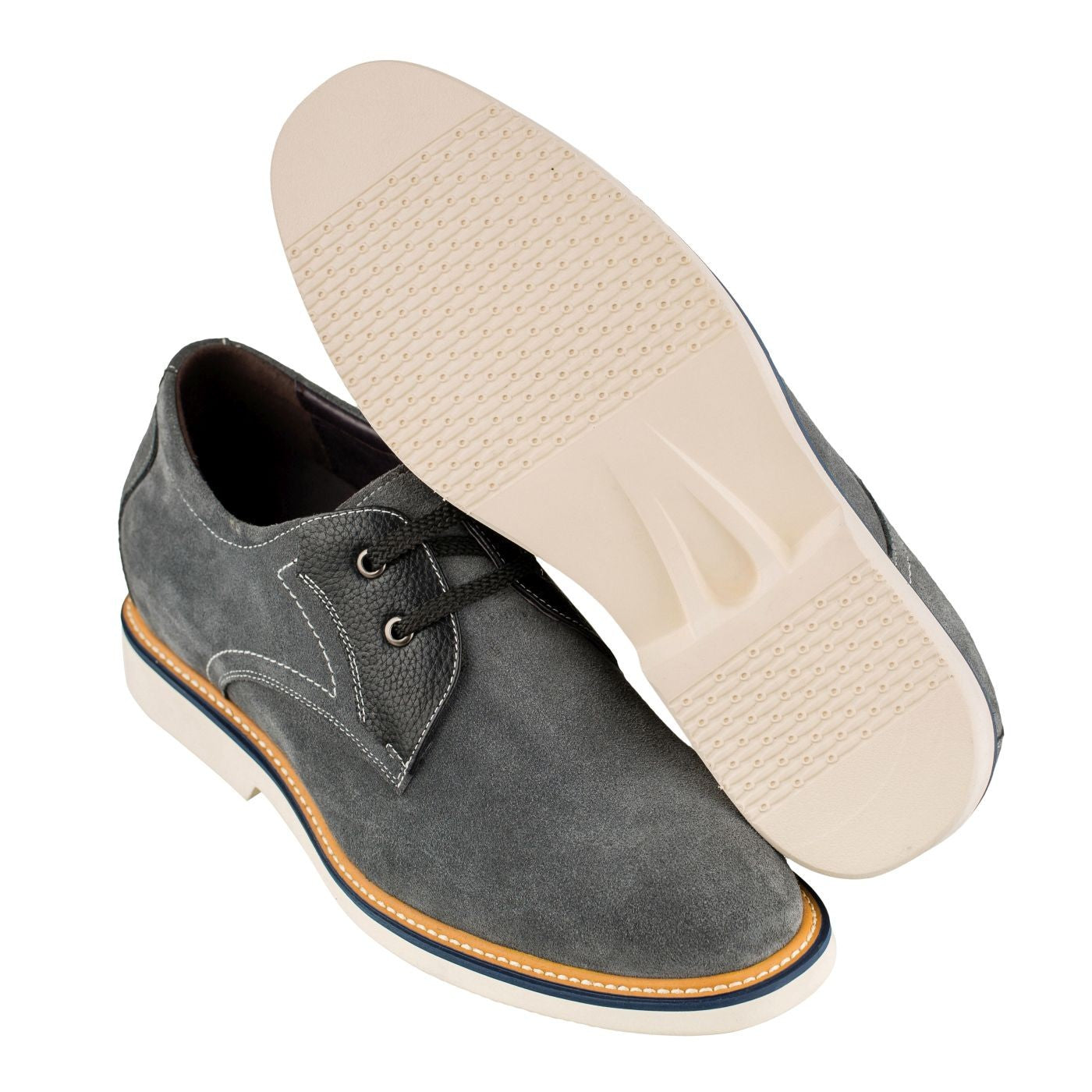 Business Casual Grey Leather Shoes 2.8 Inch  - Y42023